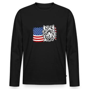 AUSTRALIAN TERRIER Amerika Fahne Hunde Wilsigns - Männer Premium Bio Langarmshirt - Schwarz - Vorne - Nico (187cm)