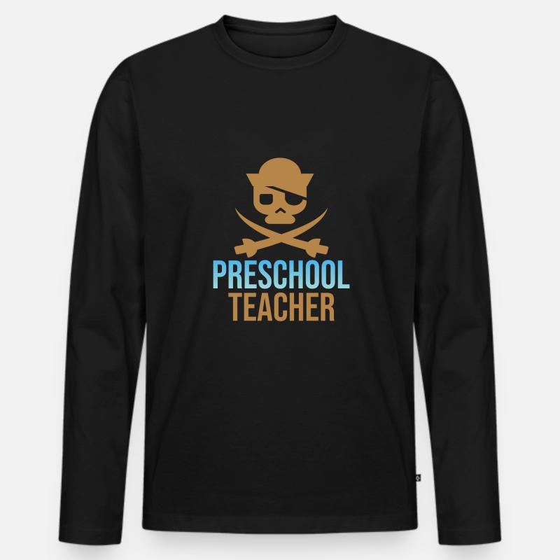 Kindergarten - Männer Premium Bio Langarmshirt - Schwarz