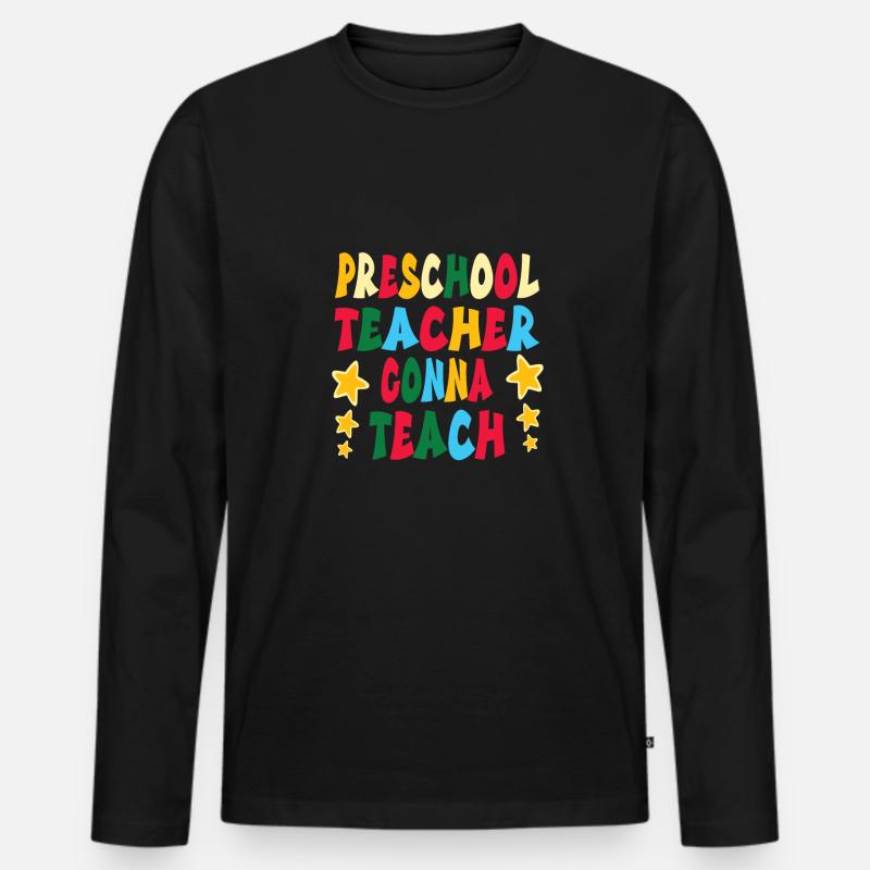 Kindergarten - Männer Premium Bio Langarmshirt - Schwarz