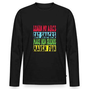 Kleuterschool - Mannen Premium Bio shirt met lange mouwen - zwart - Voor - Nico (187cm)