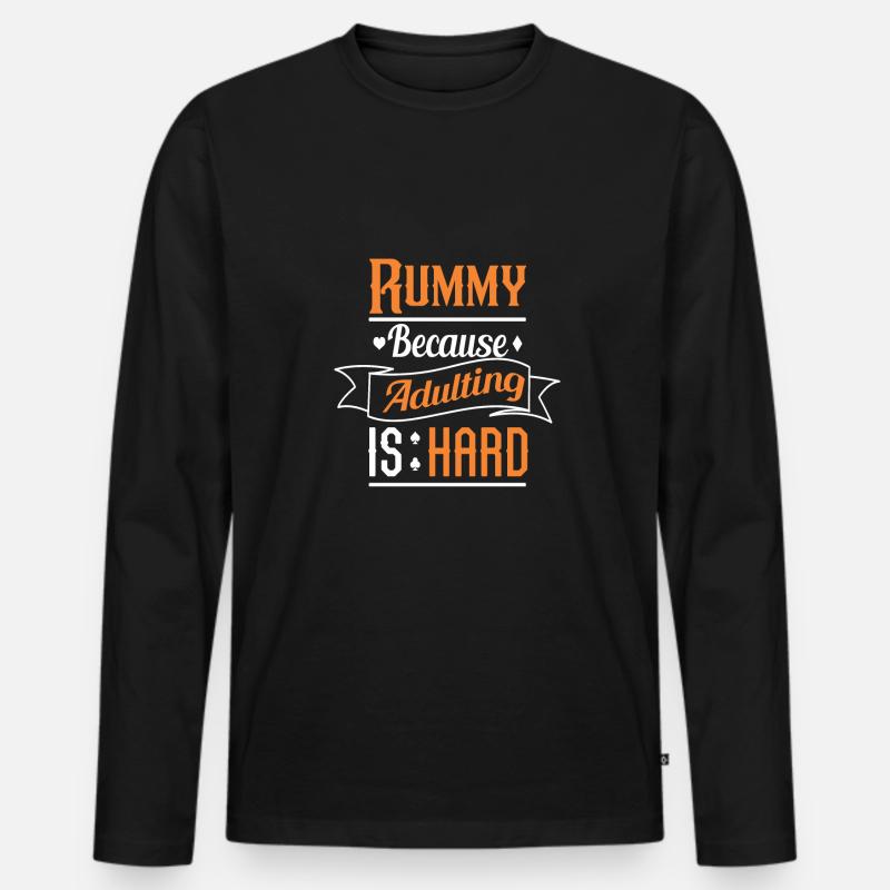 Rummy - Männer Premium Bio Langarmshirt - Schwarz