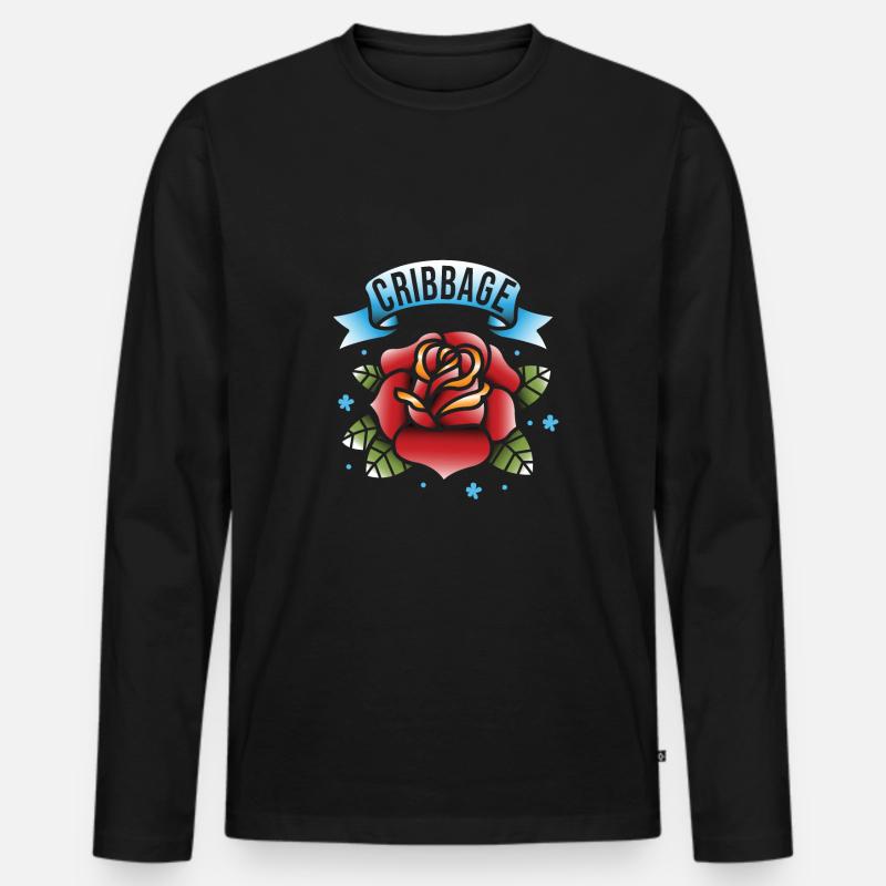 Cribbage - Männer Premium Bio Langarmshirt - Schwarz