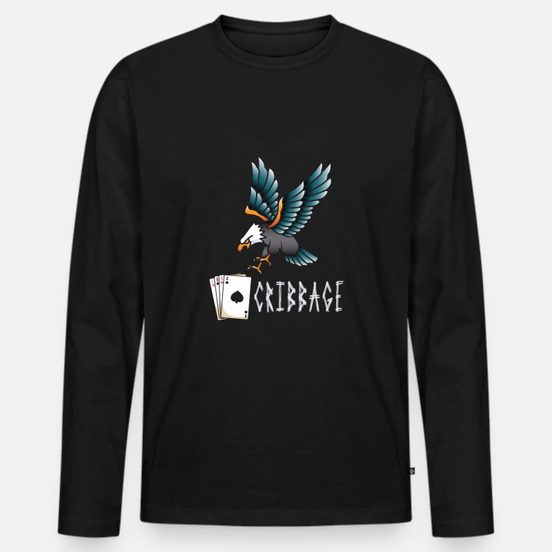 Cribbage - Männer Premium Bio Langarmshirt - Schwarz