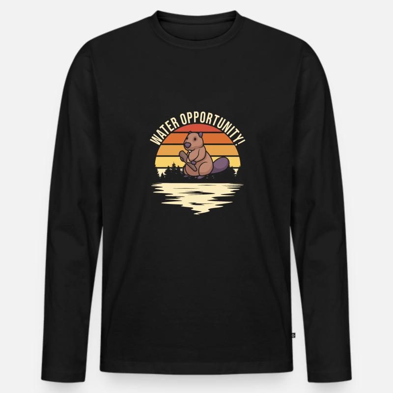 Biber - Männer Premium Bio Langarmshirt - Schwarz