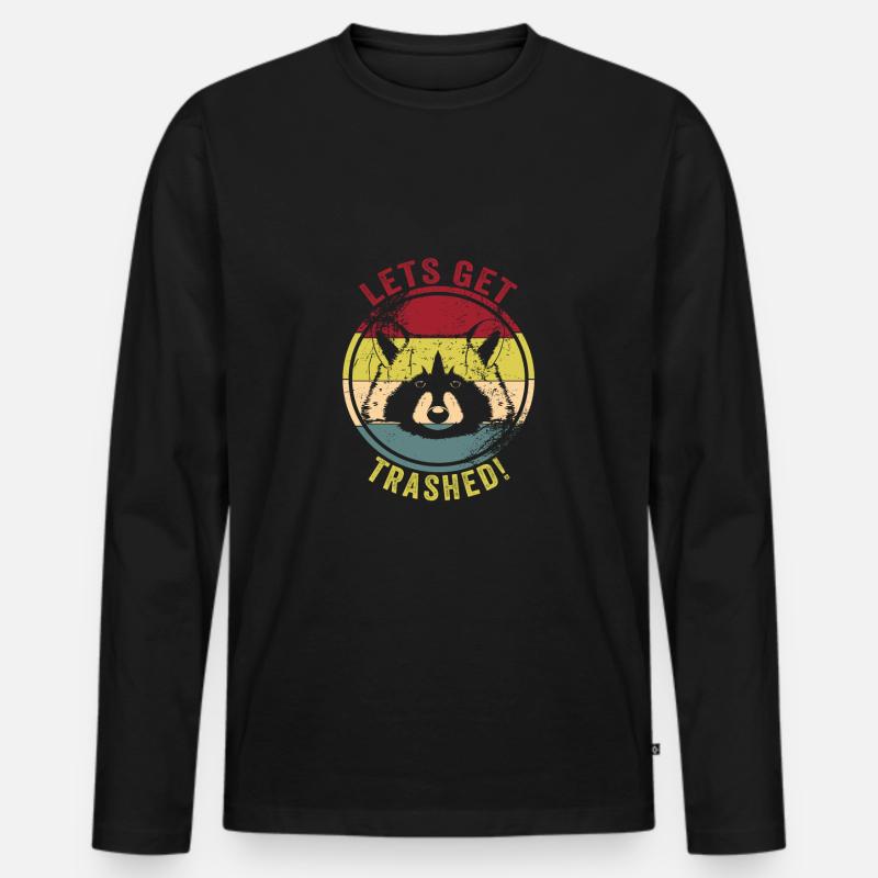 Waschbär - Männer Premium Bio Langarmshirt - Schwarz