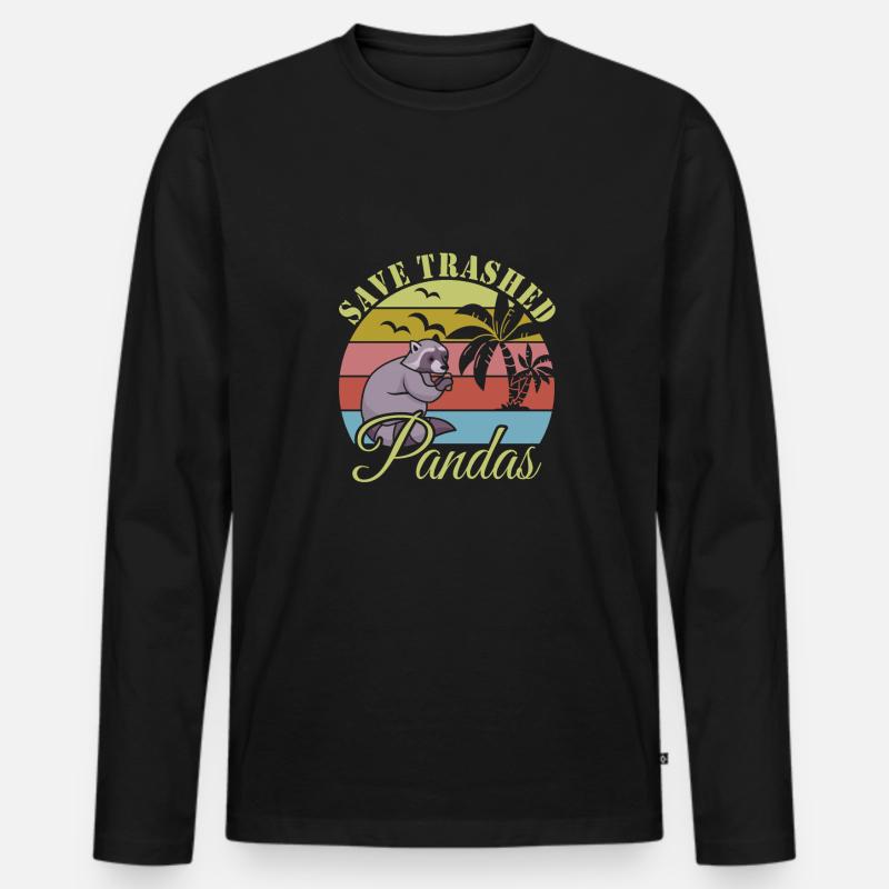 Waschbär - Männer Premium Bio Langarmshirt - Schwarz