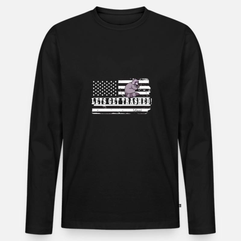 Waschbär - Männer Premium Bio Langarmshirt - Schwarz