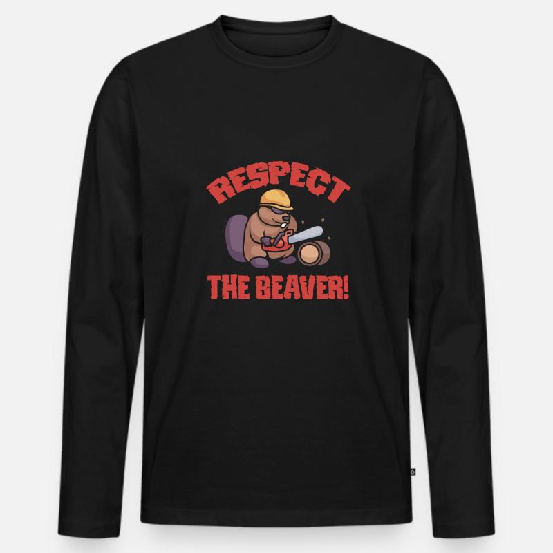 Biber Nutria - Männer Premium Bio Langarmshirt - Schwarz