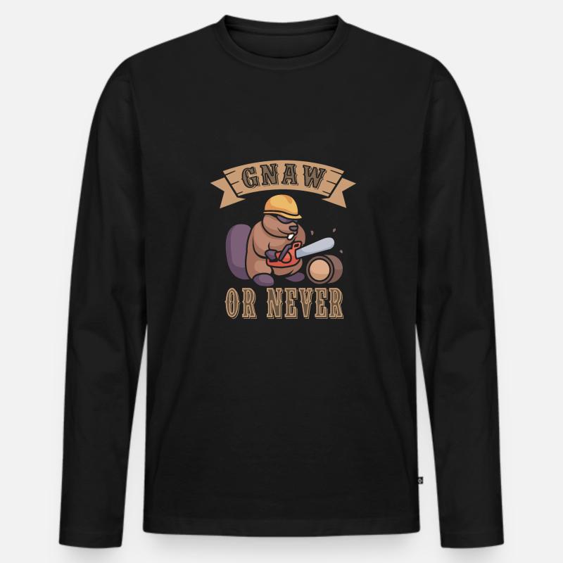 Biber Nutria - Männer Premium Bio Langarmshirt - Schwarz