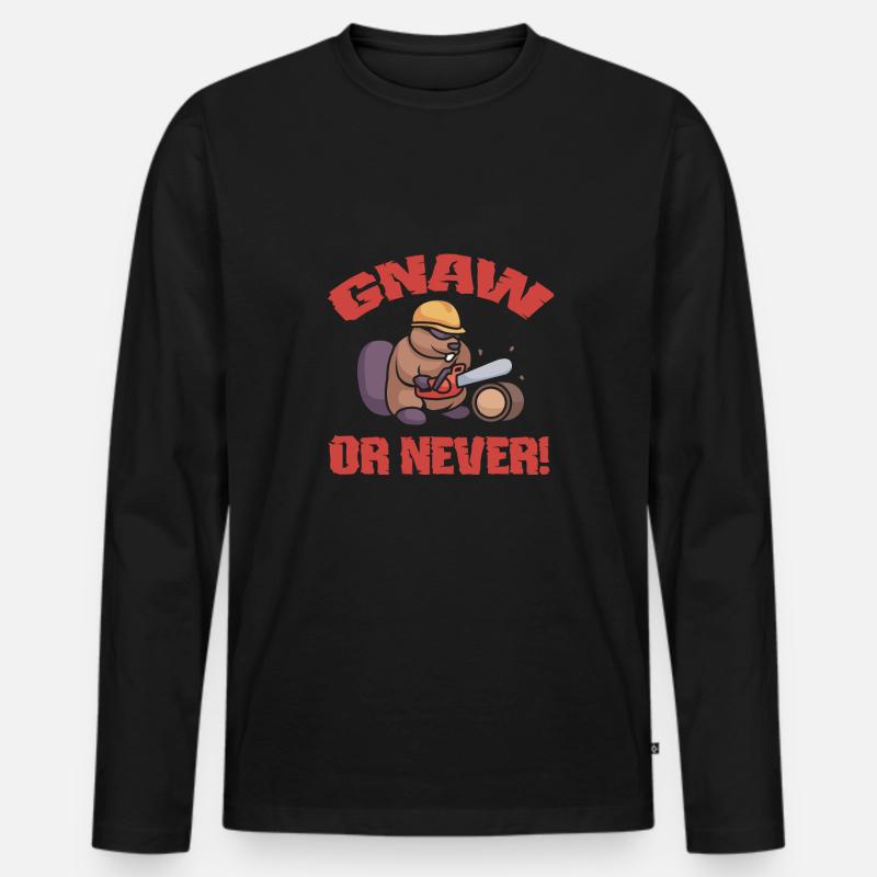 Biber Nutria - Männer Premium Bio Langarmshirt - Schwarz