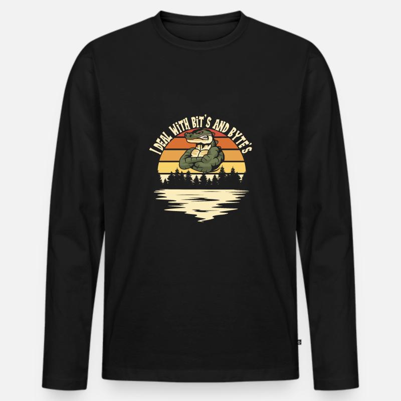 Echse Gator - Männer Premium Bio Langarmshirt - Schwarz