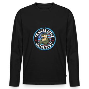 Echse Gator - Männer Premium Bio Langarmshirt - Schwarz - Vorne - Nico (187cm)