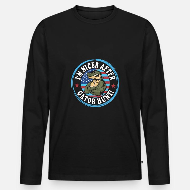 Echse Gator - Männer Premium Bio Langarmshirt - Schwarz