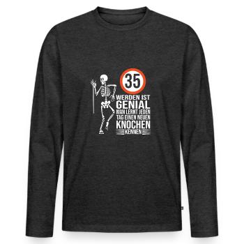 35.Geburtstag - Männer Premium Bio Langarmshirt - Anthrazit meliert - Vorne - Nico (187cm)