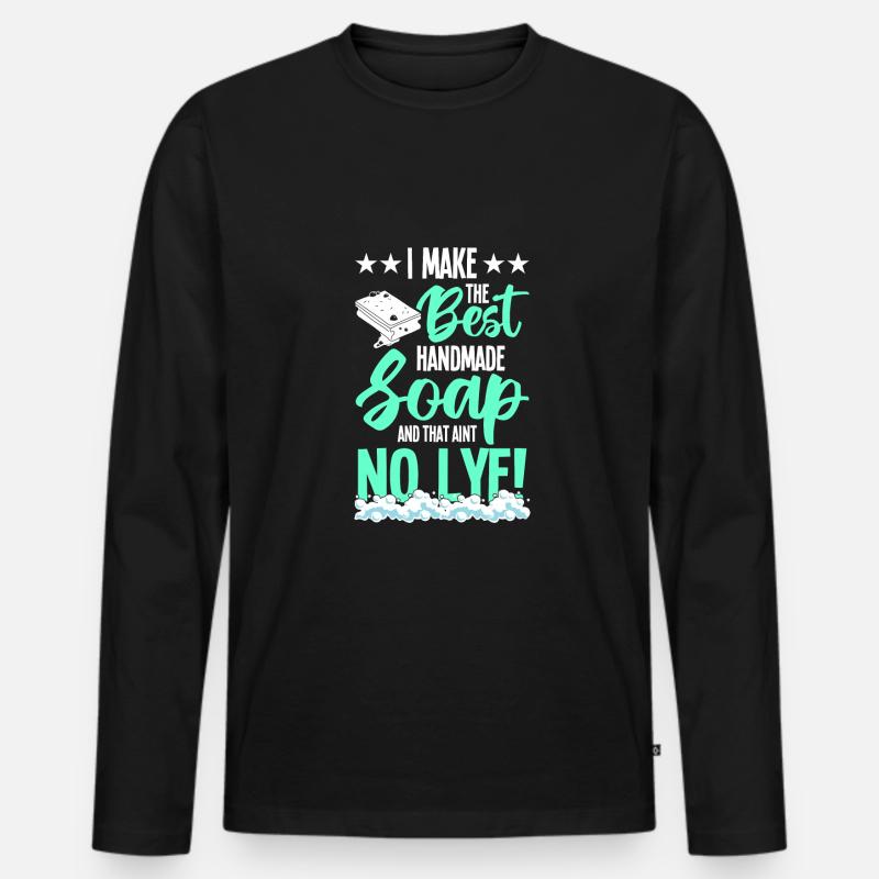 Seife machen - Männer Premium Bio Langarmshirt - Schwarz