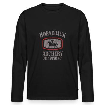 Tir à l’arc à cheval - T-shirt manches longues Premium bio Homme - noir - Devant - Nico (187cm)