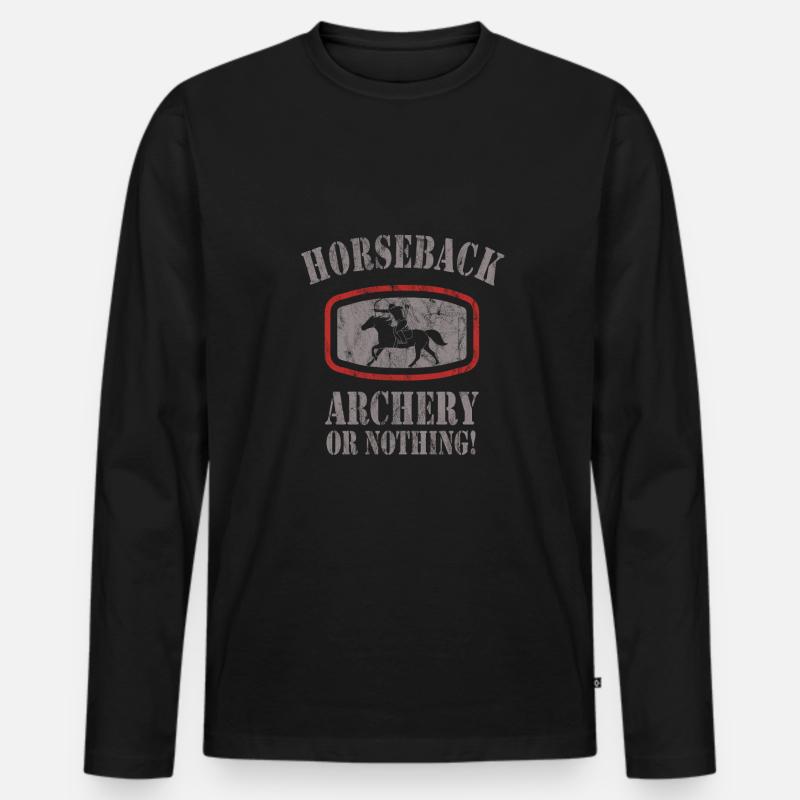 Horseback Archery - Männer Premium Bio Langarmshirt - Schwarz