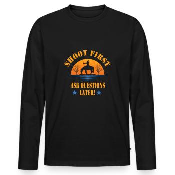 Tir à l’arc à cheval - T-shirt manches longues Premium bio Homme - noir - Devant - Nico (187cm)