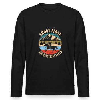 Tir à l’arc à cheval - T-shirt manches longues Premium bio Homme - noir - Devant - Nico (187cm)