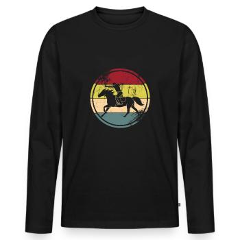Tir à l’arc à cheval - T-shirt manches longues Premium bio Homme - noir - Devant - Nico (187cm)
