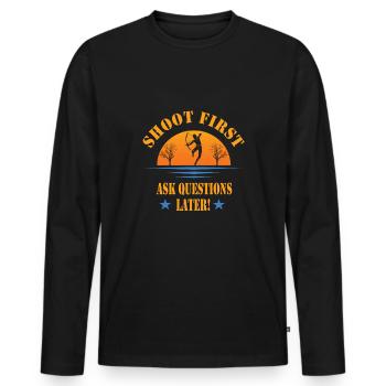 Chasse à l’arc - T-shirt manches longues Premium bio Homme - noir - Devant - Nico (187cm)
