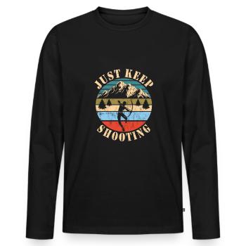 Chasse à l’arc - T-shirt manches longues Premium bio Homme - noir - Devant - Nico (187cm)