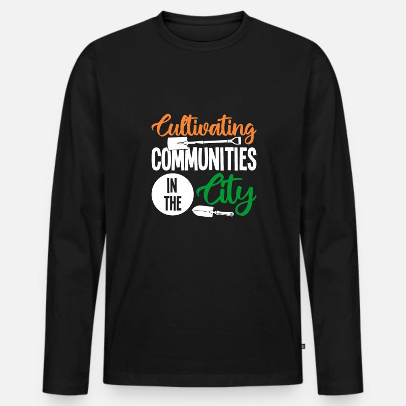 Kleingarten in der Stadt - Männer Premium Bio Langarmshirt - Schwarz