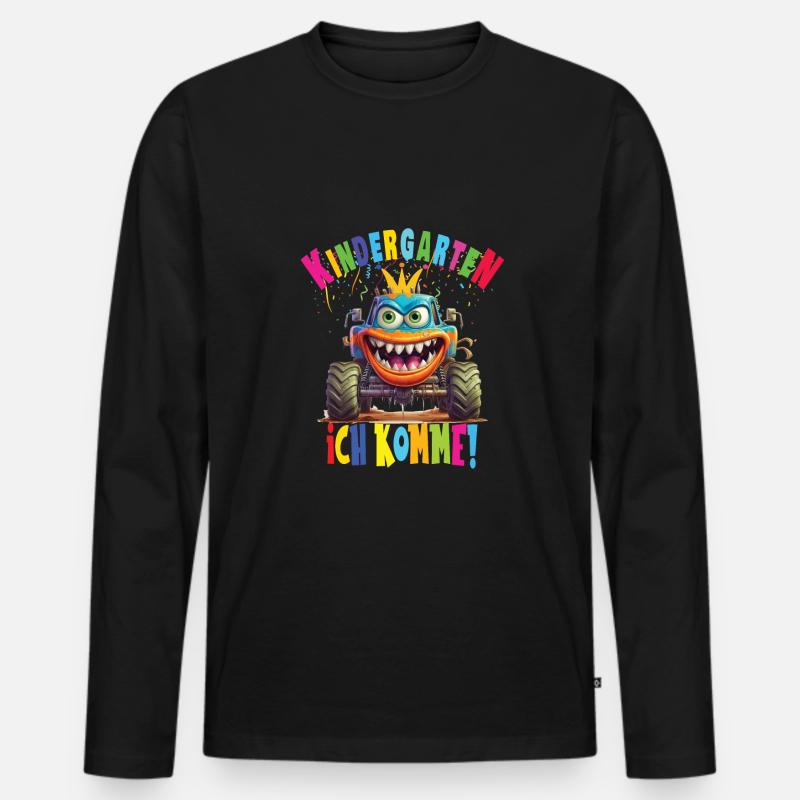 Kindergarten - Männer Premium Bio Langarmshirt - Schwarz