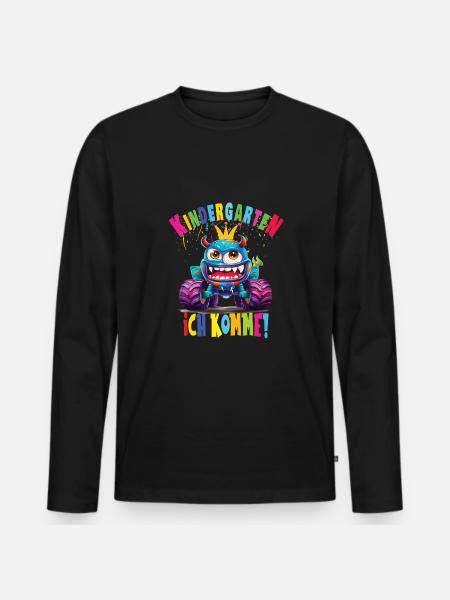 Kindergarten - Männer Premium Bio Langarmshirt - Schwarz