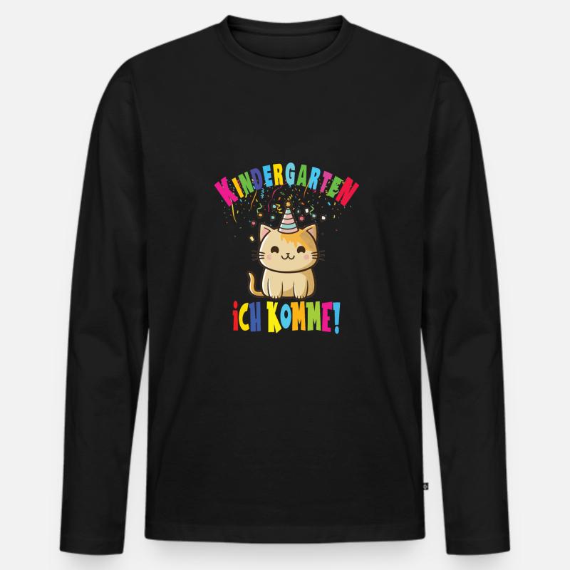 Kindergarten - Männer Premium Bio Langarmshirt - Schwarz