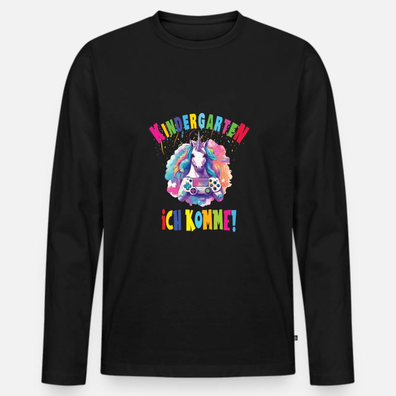Kindergarten - Männer Premium Bio Langarmshirt - Schwarz