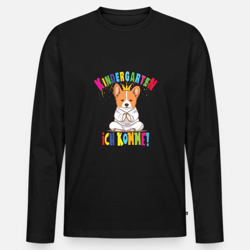 Kindergarten - Männer Premium Bio Langarmshirt - Schwarz