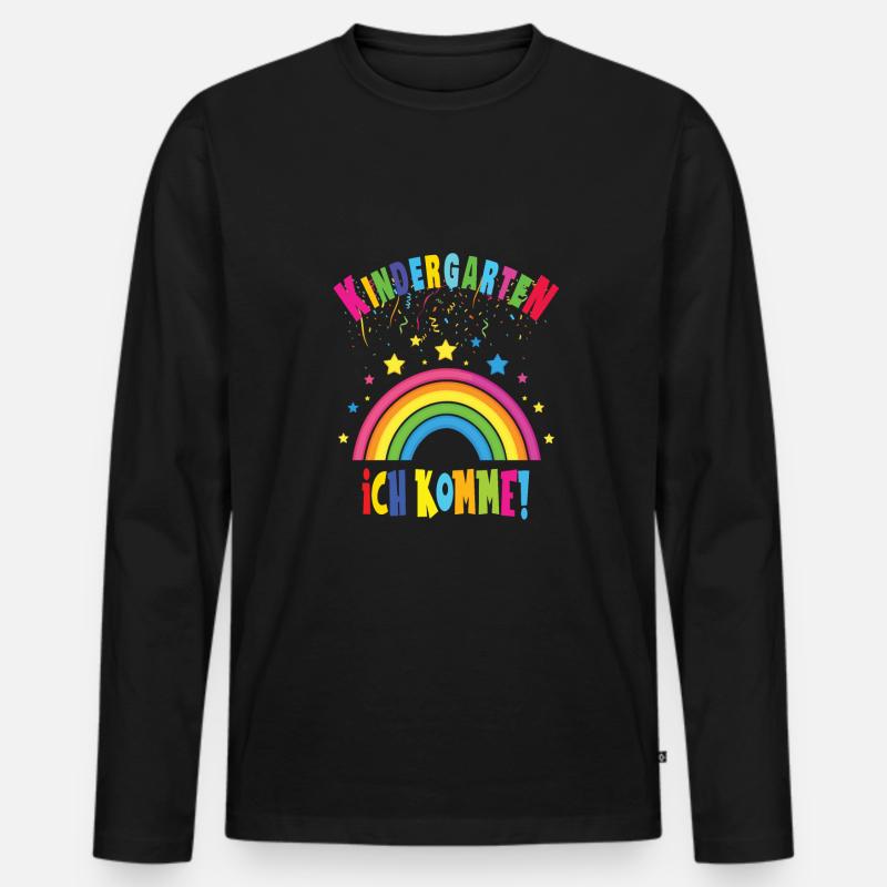 Kindergarten - Männer Premium Bio Langarmshirt - Schwarz