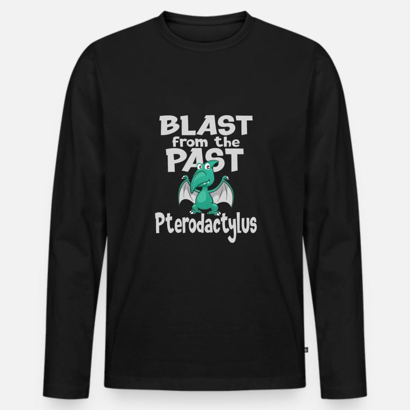 Dino - Männer Premium Bio Langarmshirt - Schwarz