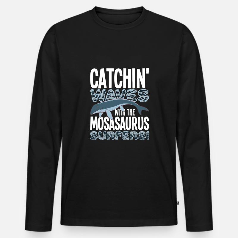 Dino - Männer Premium Bio Langarmshirt - Schwarz