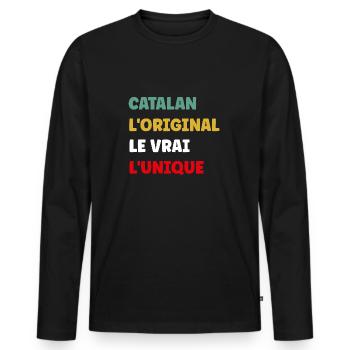 Catalan - T-shirt manches longues Premium bio Homme - noir - Devant - Nico (187cm)