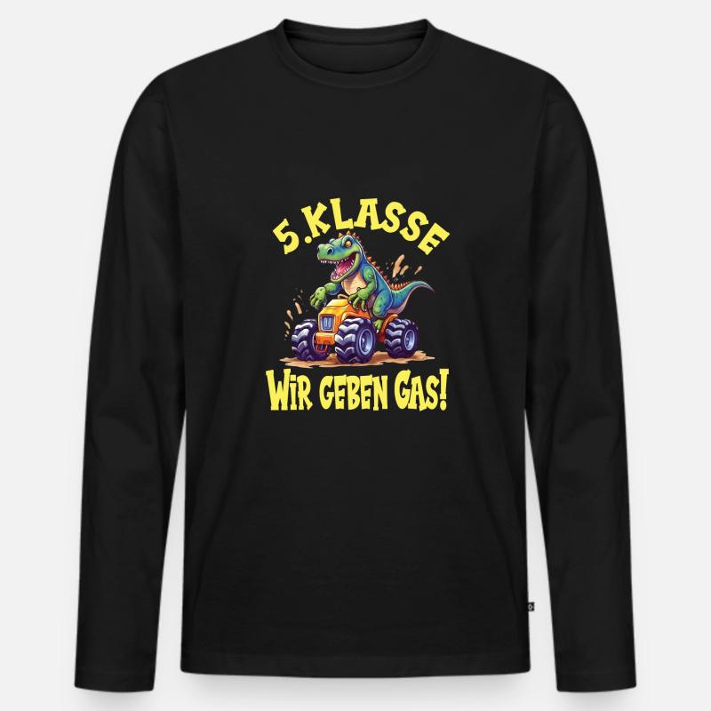 Schuljahr 5 - Männer Premium Bio Langarmshirt - Schwarz