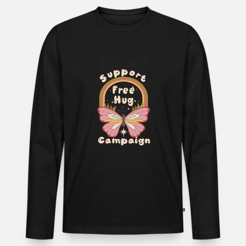 Hippie - Männer Premium Bio Langarmshirt - Schwarz