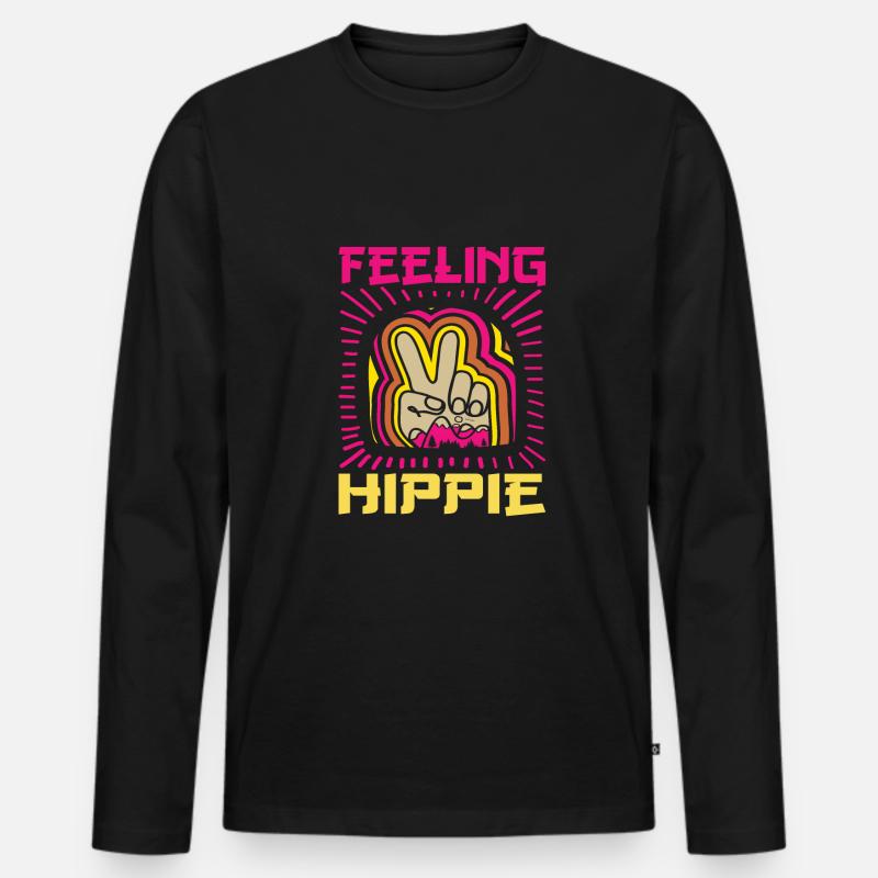 Hippie - Männer Premium Bio Langarmshirt - Schwarz