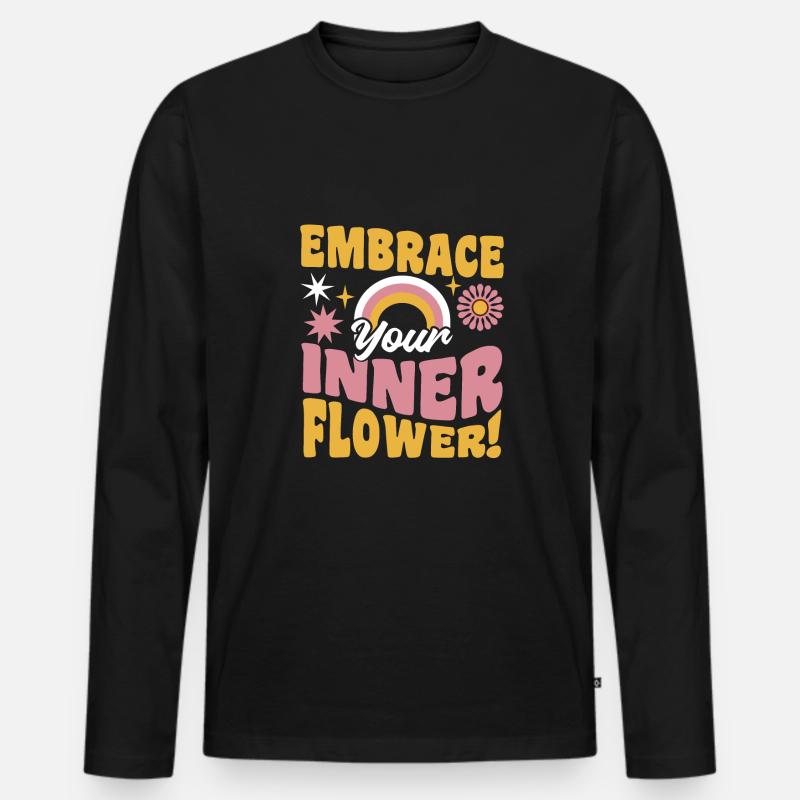 Hippie - Männer Premium Bio Langarmshirt - Schwarz