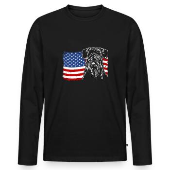 Schnauzer America Flag Dog Dogs Wilsigns - Men's Premium Organic Long Sleeve Shirt - black - Front - Nico (187cm)
