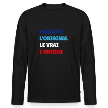 PATRIOTE - T-shirt manches longues Premium bio Homme - noir - Devant - Nico (187cm)