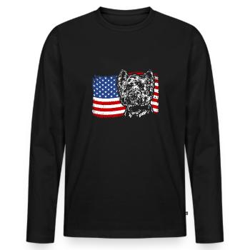 West Highland White Terrier Amerika Fahne Hunde - Männer Premium Bio Langarmshirt - Schwarz - Vorne - Nico (187cm)