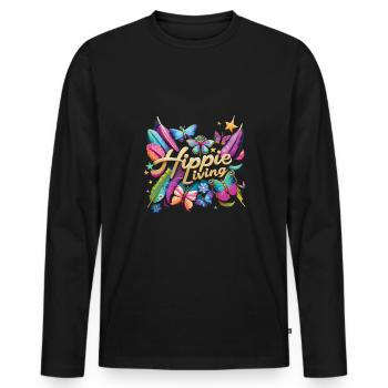 Hippie - Männer Premium Bio Langarmshirt - Schwarz - Vorne - Nico (187cm)