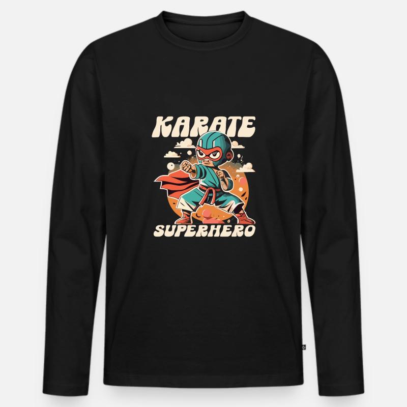 Karate - Männer Premium Bio Langarmshirt - Schwarz