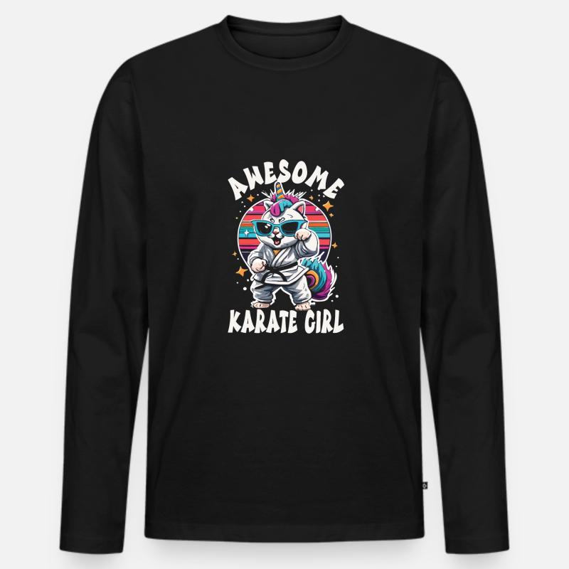 Karate - Männer Premium Bio Langarmshirt - Schwarz