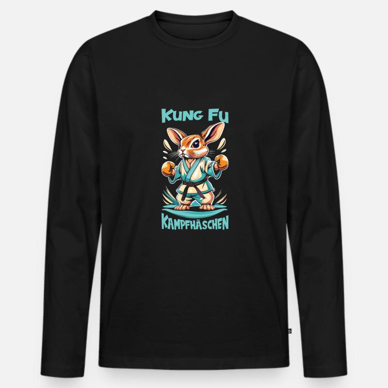 Kung Fu - Männer Premium Bio Langarmshirt - Schwarz