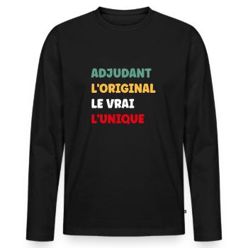 adjudant - T-shirt manches longues Premium bio Homme - noir - Devant - Nico (187cm)