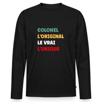 colonel - T-shirt manches longues Premium bio Homme - noir - Devant - Nico (187cm)