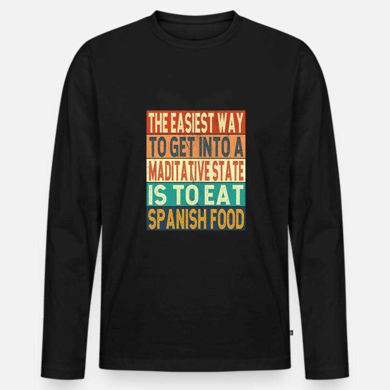 Spanisches Essen - Männer Premium Bio Langarmshirt - Schwarz